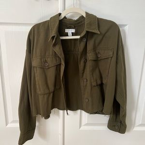 Cropped green utility jacket TopShop